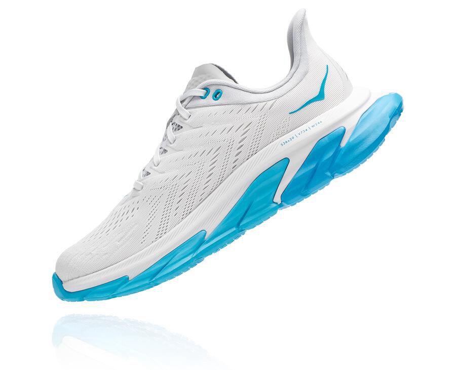 Hoka One One Running Shoes Mens White/Blue - Clifton Edge - 74915JINW